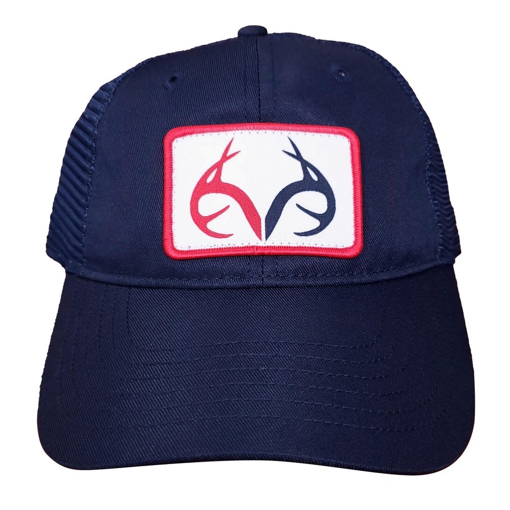 Realtree Snapback Trucker Hat Cap Logo Patch Hunting Fishing Navy Mesh Back NWT